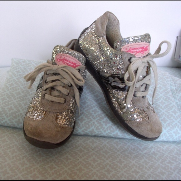 ROBERTO CAVALLI glitter leather sneaker shoe girls - Picture 2 of 4